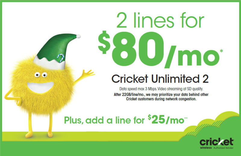 cricket 4 lines for 100 free phones